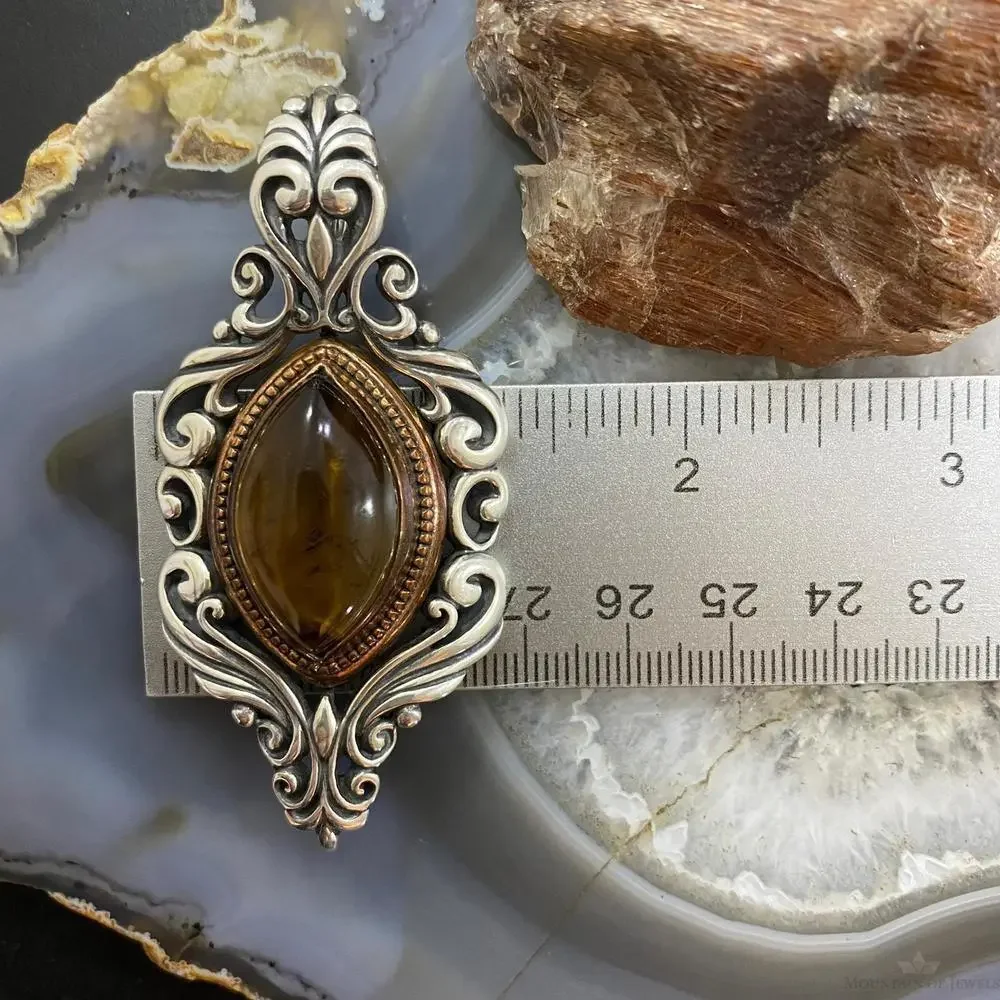 Carolyn Pollack Sterling & Bronze Amber Decorated Enhancer Pendant For Women - Picture 9 of 10